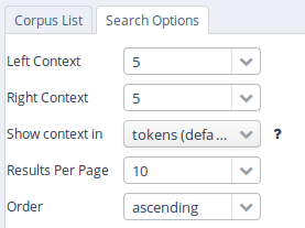 ANNIS search options