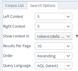 ANNIS search options