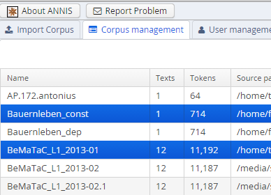 select corpora for deletion